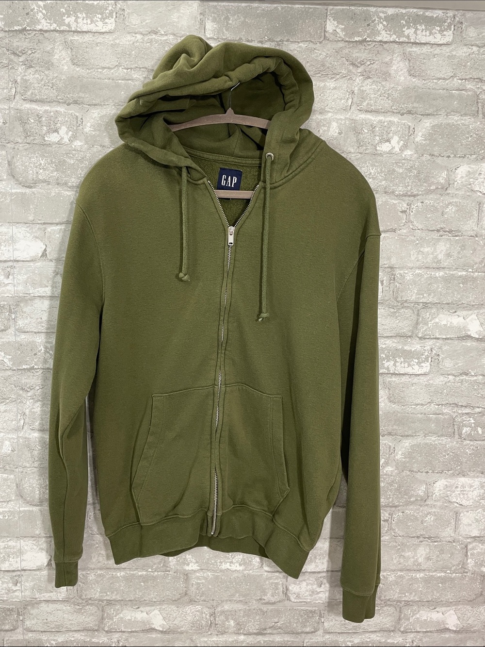 GAP Olive Green Full-Zip Hooded Unisex Sweatshirt